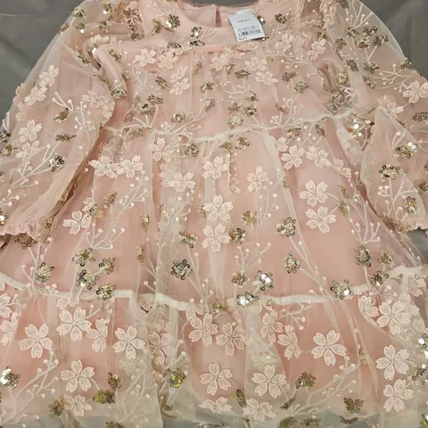 NEXT PINK EMBROIDERED MESH DRESS WITH SEQUINS – CHILD'S AGE 9