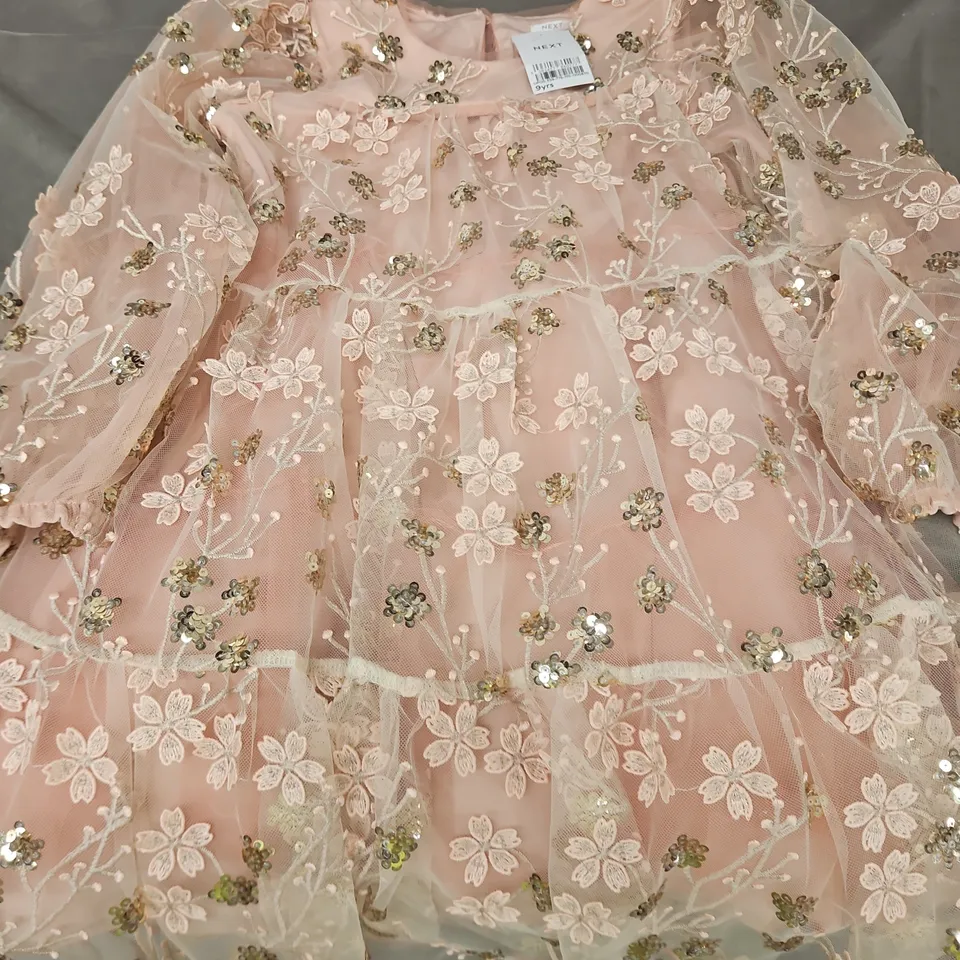 NEXT PINK EMBROIDERED MESH DRESS WITH SEQUINS – CHILD'S AGE 9