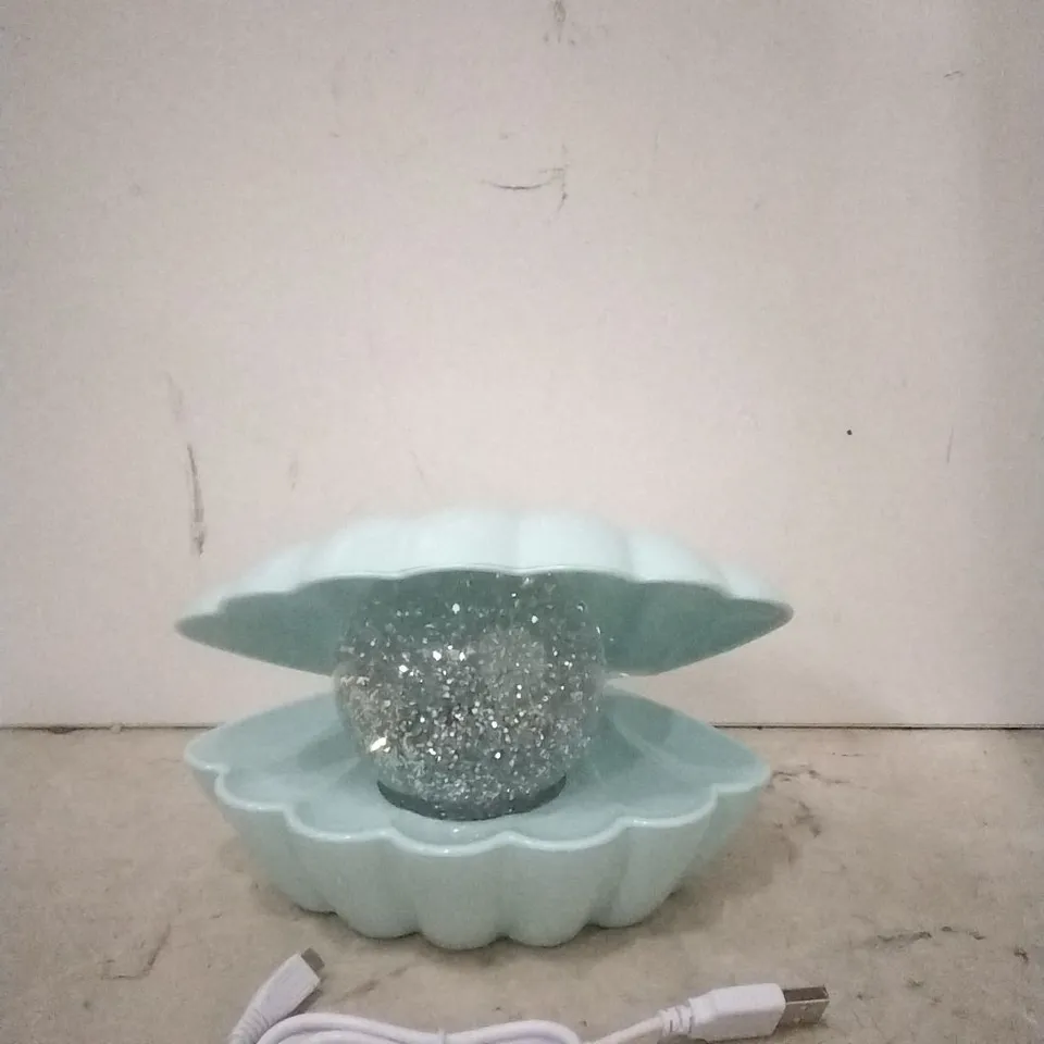 BOXED SENSE AROMA CLAM GLITTER PEARL COLOUR CHANGING LED LAMP (MINT) 