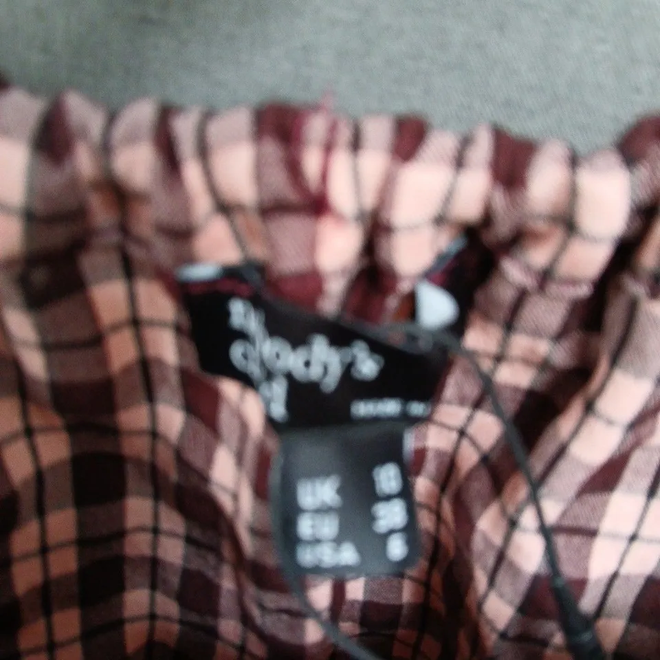 NOBODYS CHILD WOMEN'S PINK & BROWN CHECKERED SKIRT – UK 8 (EU 36)