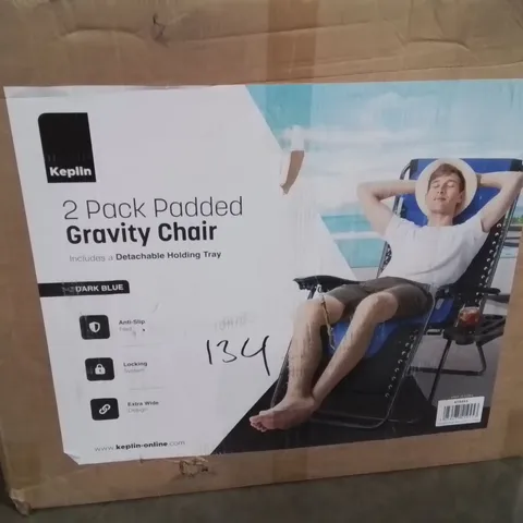 BOXED KEPLIN 2 PACK OF PADDED GRAVITY CHAIRS -DARK BLUE-