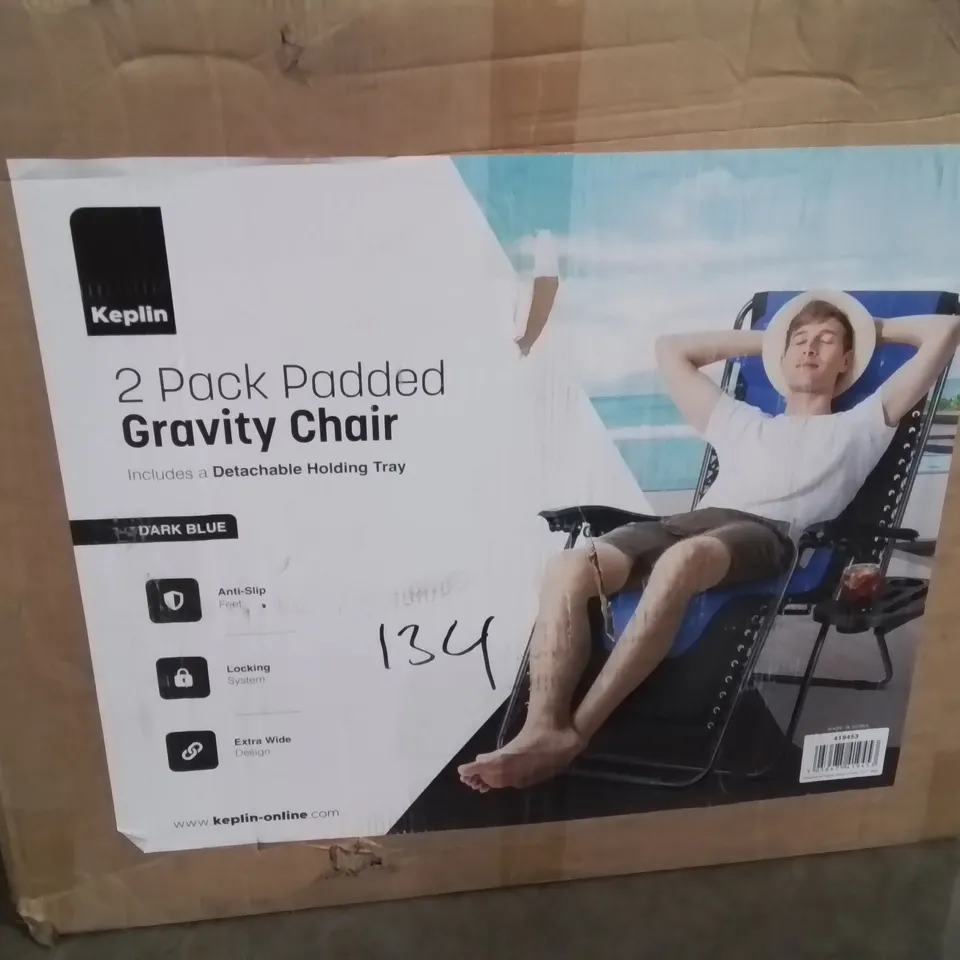 BOXED KEPLIN 2 PACK OF PADDED GRAVITY CHAIRS -DARK BLUE-