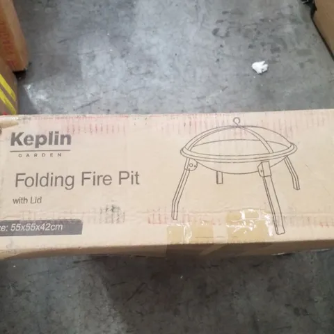 BOXED KEPLIN FOLDING FIRE PIT WITH LID 
