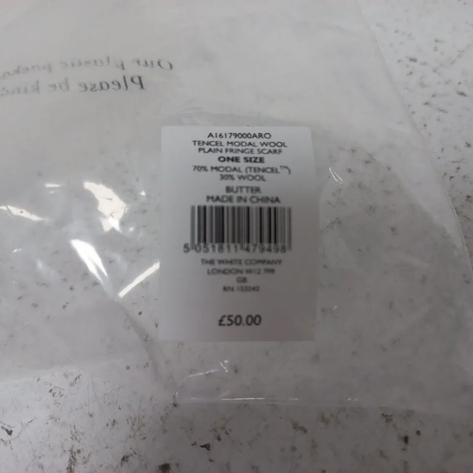 THE WHITE COMPANY TENCEL MODAL WOOL PLAIN FRINGE SCARF - ONE SIZE
