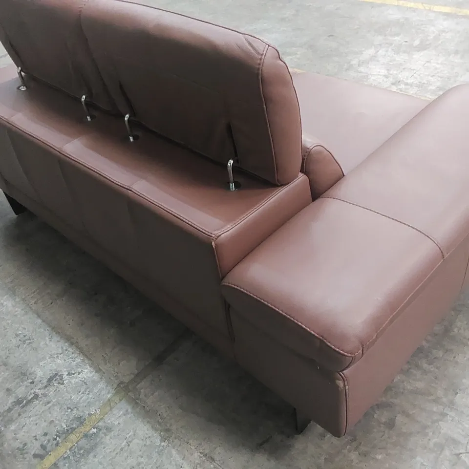 QUALITY DESIGNER ITALIAN MADE 2 SEATER LEATHER SOFA WITH ADJUSTABLE HEAD & ARMRESTS