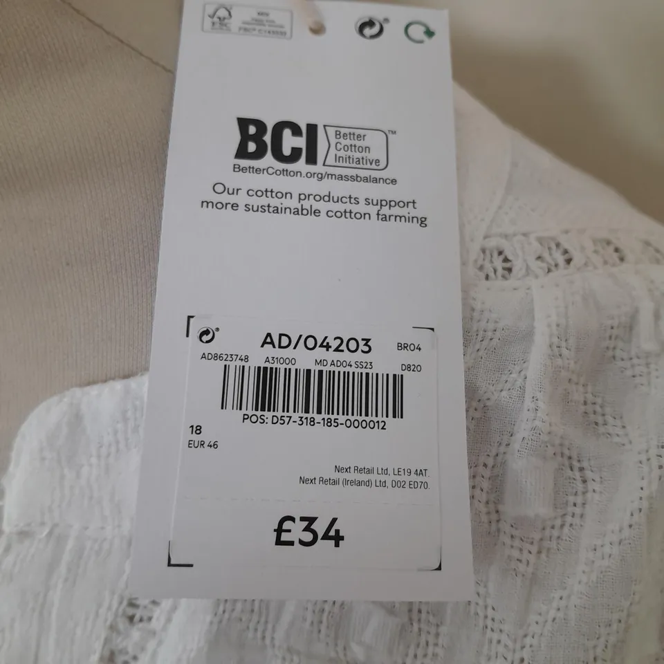 NEXT BUTTON FRONT WHITE BLOUSE - UK 18