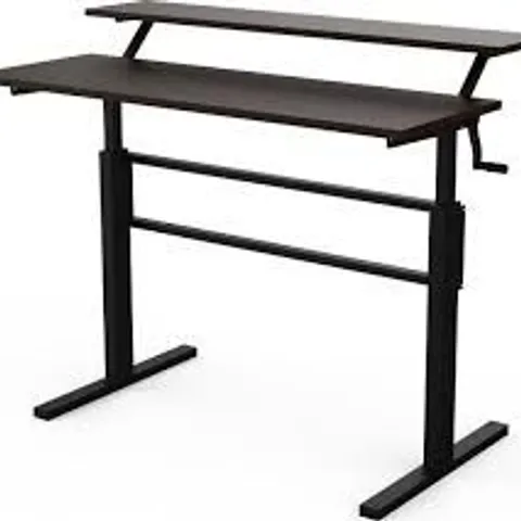 COSTWAY 2 TIER HEIGHT ADJUSTABLE STANDING DESK COFFEE (1 BOX)