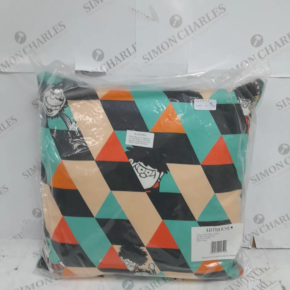 DENNIS THE MENACE COLOUR BLOCK CUSHION 