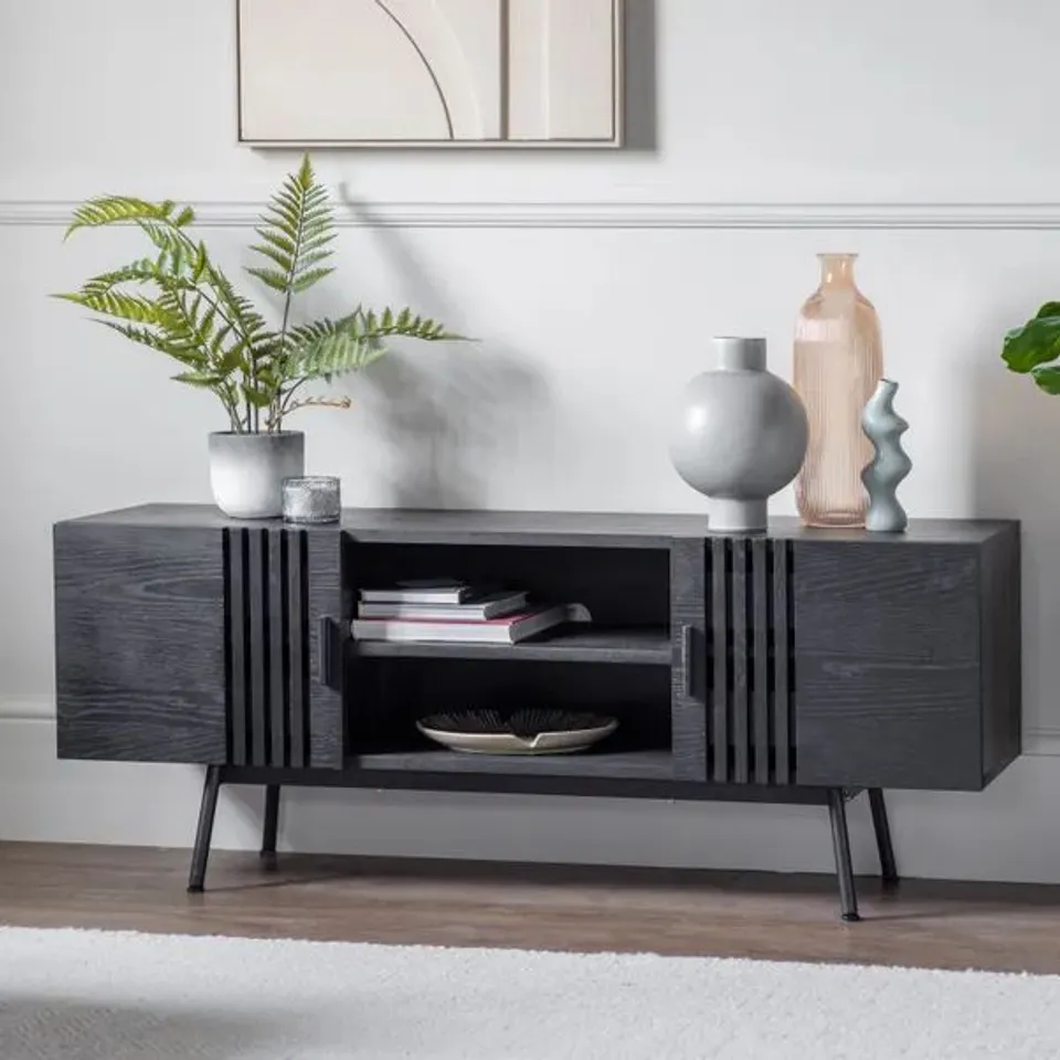 BOXED ENGLEWOOD TV UNIT, BLACK FOR TVS UP TO 50" (1 BOX)