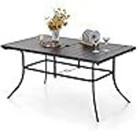 BOXED PHIVILLA OUTDOOR PATIO DINING TABLE FOR 6 PERSON - BLACK (1 BOX)