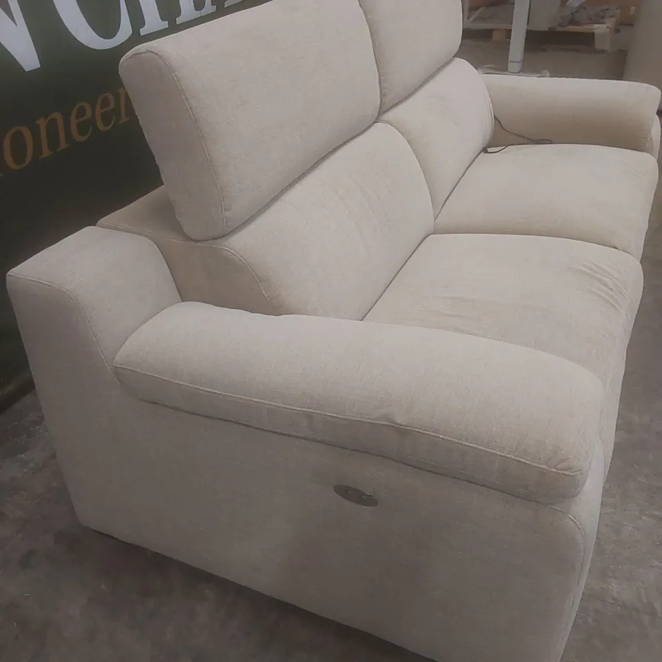 QUALITY DESIGNER ITALIAN MADE RICCARDO 3 SEATER FABRIC UPHOLSTERED ELECTRIC RECLINER SOFA - BEIGE