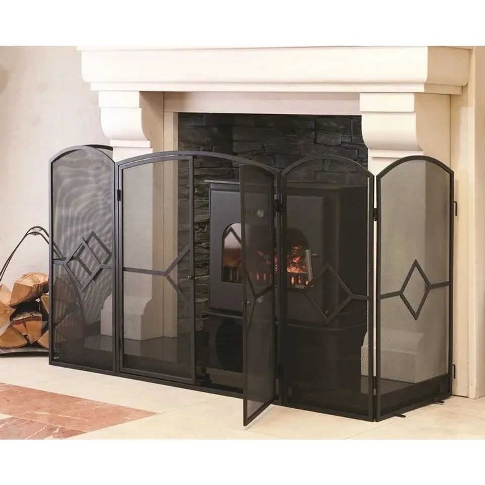 SHEILA 5 PANEL STEEL FIREPLACE SCREEN