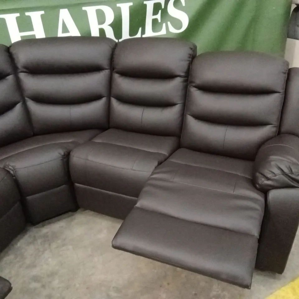 ROTHBURY LUXURY FAUX LEATHER HIGH BACK MANUAL RECLINER CORNER GROUP SOFA - CHOCOLATE RRP £1599