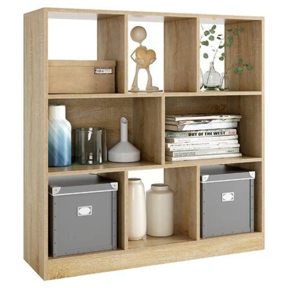 BOXED 8 CUBE BOOKCASE 59.6 X 29 X 119.7CM - GREY