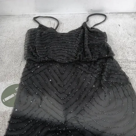 ADRIANNA PAPELL BLACK SEQUIN WAVE DRESS – UK 14