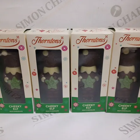 4 X BOXED THORNTON'S CHEEKY ELF MILK CHOCOLATE FIGURES 