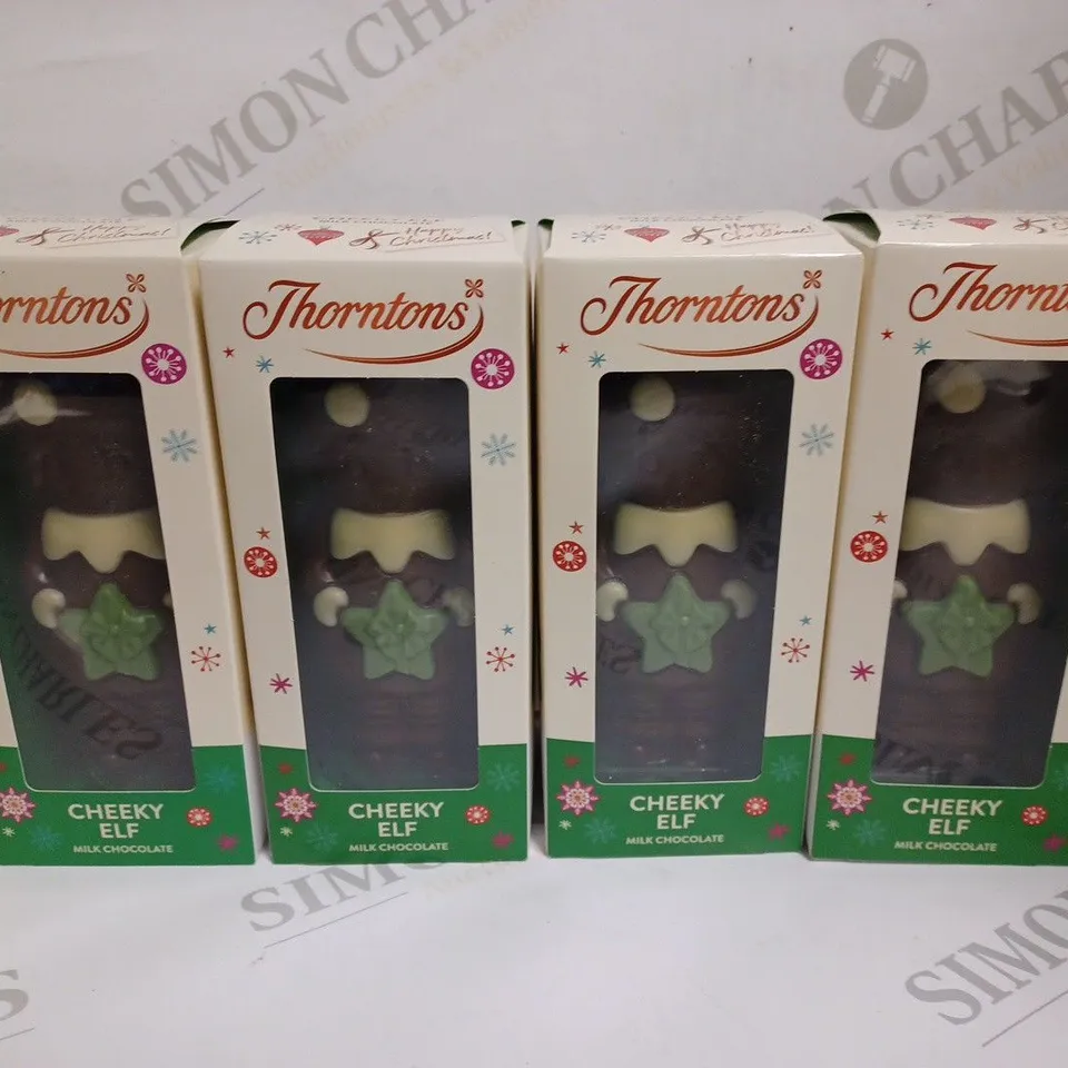 4 X BOXED THORNTON'S CHEEKY ELF MILK CHOCOLATE FIGURES 
