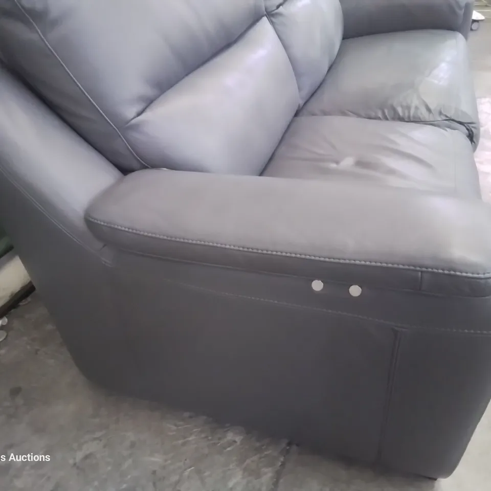 QUALITY ITALIAN DESIGNER PALMA POWER RECLINING THREE SEATER SOFA GREY LEATHER