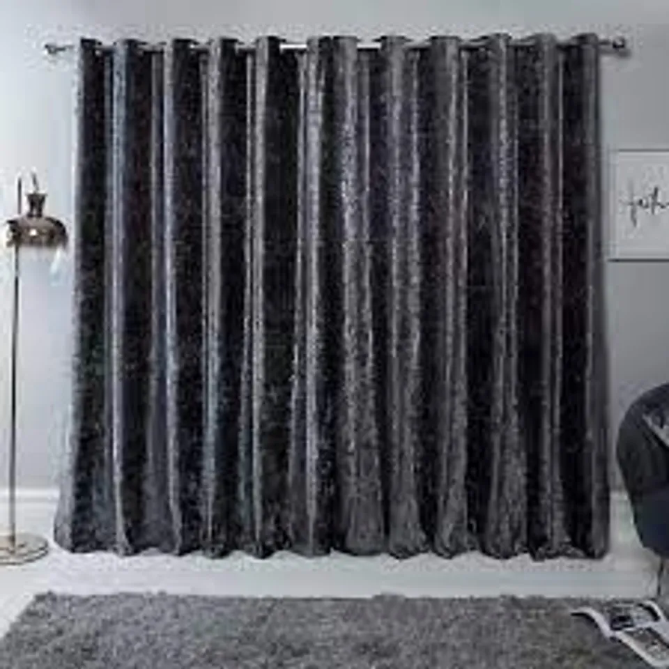 SIENNA CRUSHED VELVET CHARCOAL CURTAINS