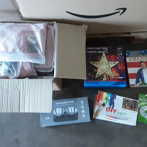 PALLET OF ASSORTED HOMEWARE ITEMS TO INCLUDE YOGA CLOTHES, PAINTING KITS, CHRISTMAS DECORATIONS ETC