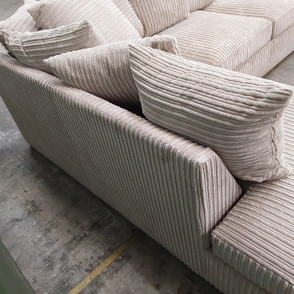 QUALITY DESIGNER AMALFI FABRIC UPHOLSTERED SCATTERBACK CORNER CHAISE SOFA 