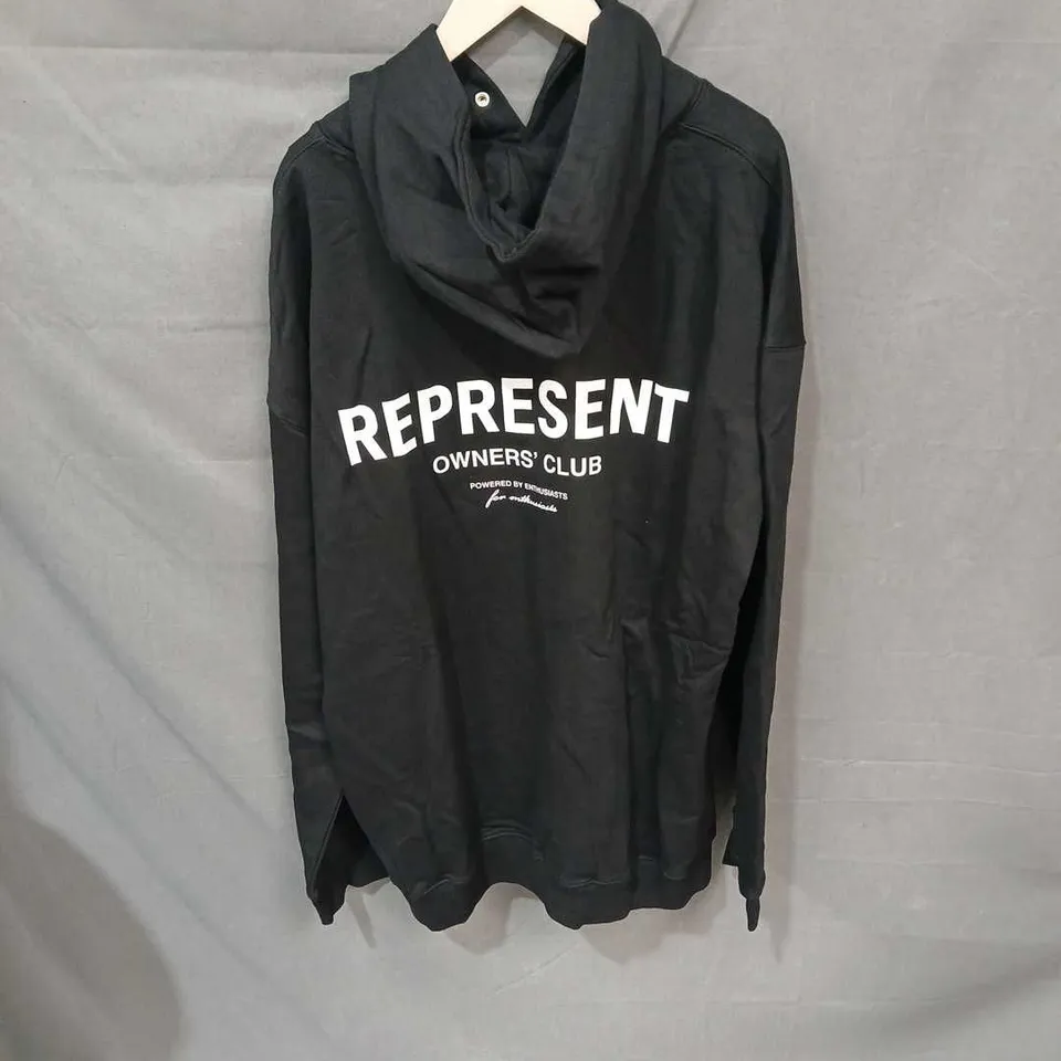 REPRESENT HOODIE – BLACK, OWNERS' CLUB GRAPHIC (VERIFY MODEL) SIZE XL
