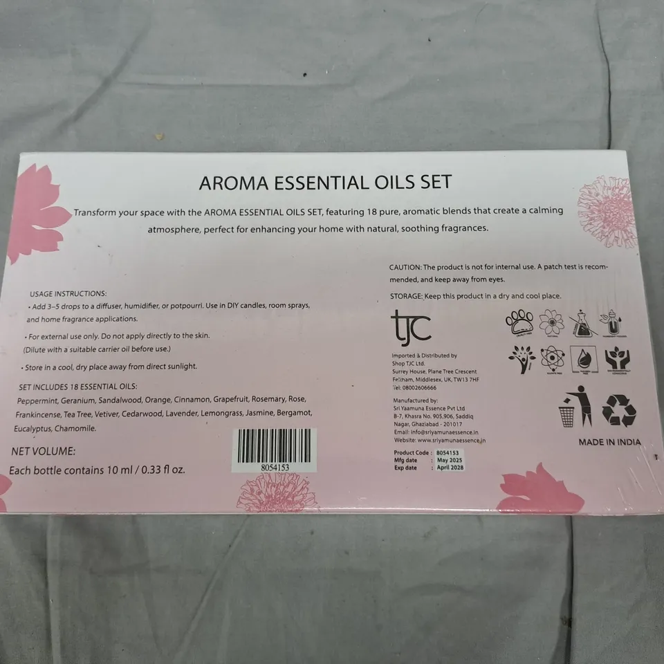 Aroma Essential Oils Set - Pack of 18 x 10ml bottles (Home Use) 
