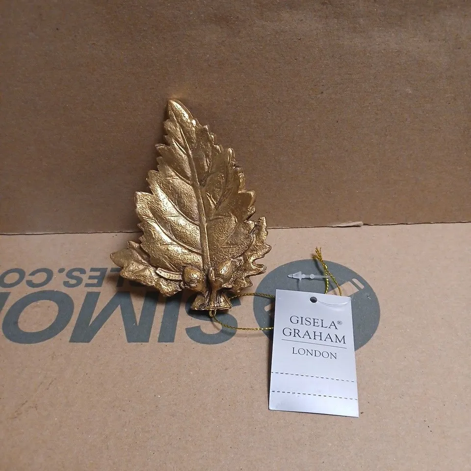BOX OF APPROXIMATELY 22 X GISELA GRAHAM GOLD STYLE LEAF HANGING DECORATIONS