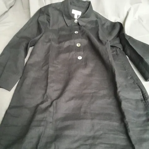 WHITE LABEL LINEN SHIRT DRESS WITH OVERSIZED BUTTONS IN BLACK - SIZE 12