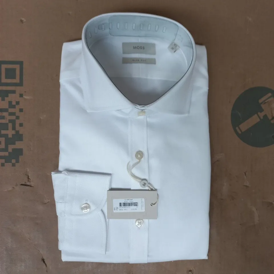 MOSS SLIM FIT WHITE TWILL SHIRT SIZE 15.5