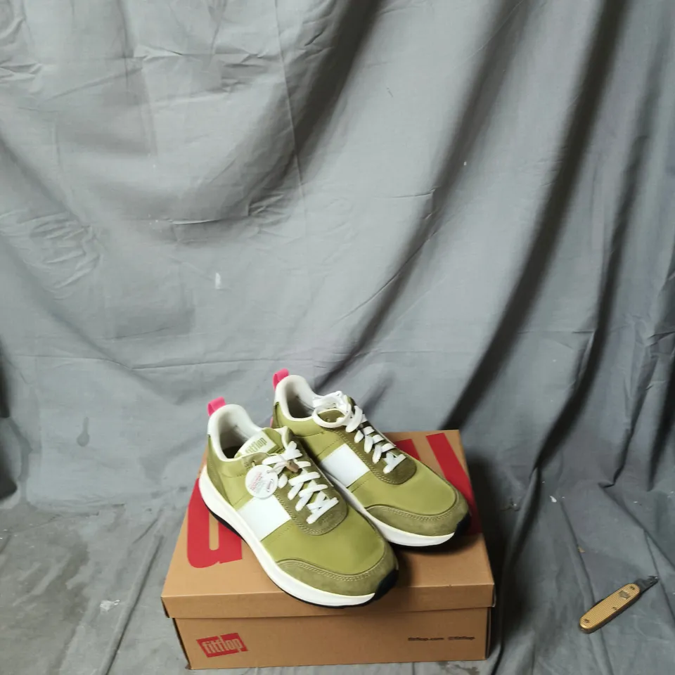 FITFLOP F-MODE FLOW FLATFORM SNEAKERS – CAMO-GREEN MIX, UK 6 (US 8, EU 39)