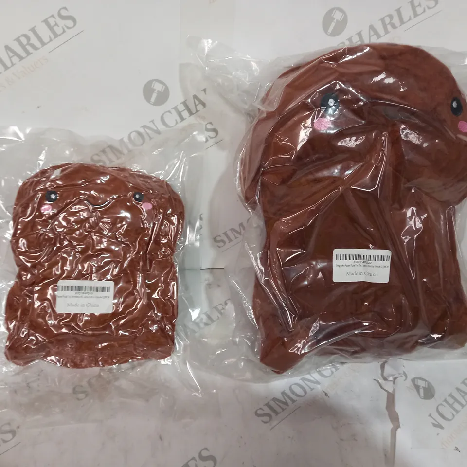 2 X NOVELTY FUNNY BROWN PLUSH TOYS 