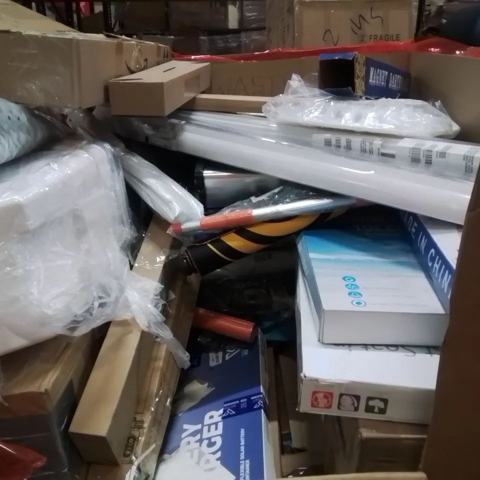PALLET OF ASSORTED HOUSEHOLD GOODS AND PRODUCTS TO INCLUDE;INTELLIGENT CLIP ON DESK LAMP,JUICER,AUDIO TURNTABLE, ROLL UP PUZZLE PAD AND OTHER ASSORTED ITEMS...