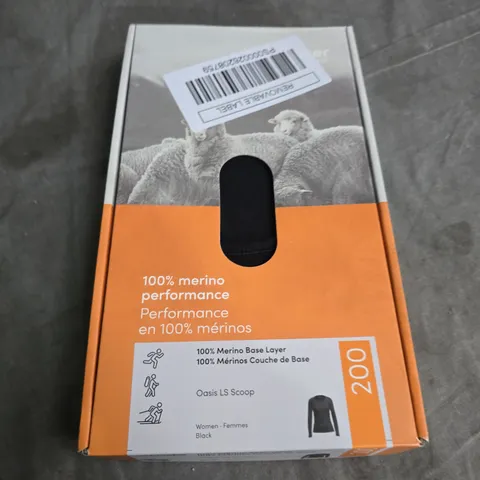 BOXED ICEBREAKER WOMENS OASIS LS SCOOP LONG SLEEVE TOP SIZE M 