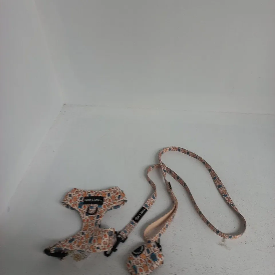 OLIVE AND BEANS DOG HARNESS, LEAD AND POO BAG HOLDER SIZE S