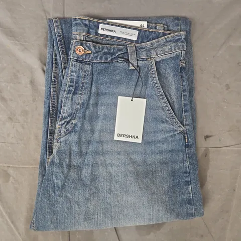 BERSHKA BAGGY BALLOON JEANS IN BLUE SIZE UK 16
