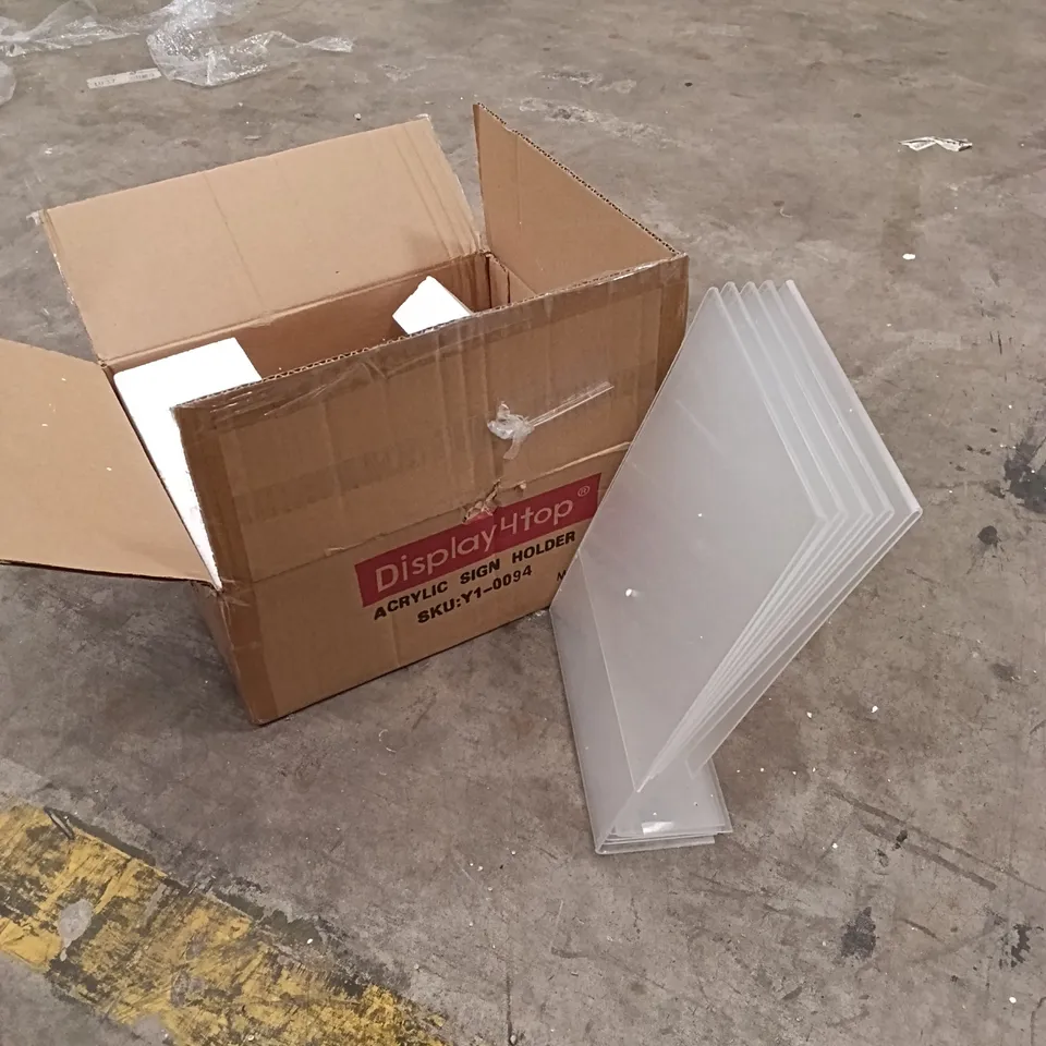 BOXED DISPLAY4TOP CLEAR PLASTIC ACRYLIC SIGN HOLDERS (SET OF 5)