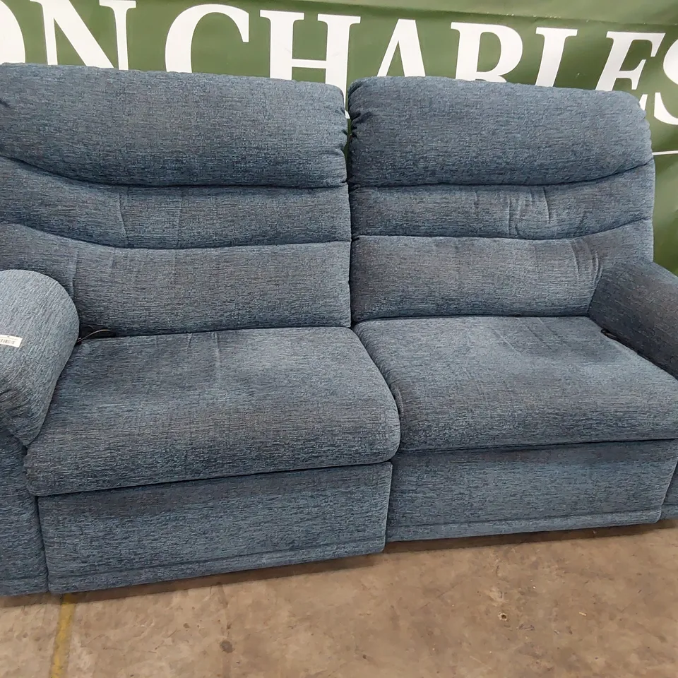 QUALITY BRITISH DESIGNER G PLAN MALVERN POWER RECLINING THREE SEATER SOFA REEF MIDNIGHT FABRIC 