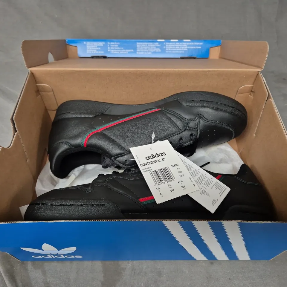 BRAND NEW BOXED PAIR OF ADIDAS CONTINENTAL 80 SHOES IN BLACK UK SIZE 7.5