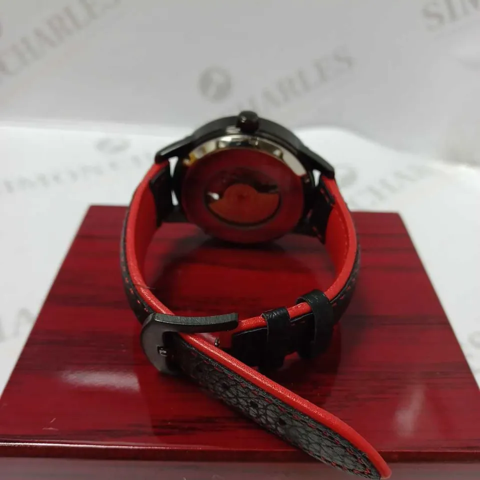 STOCKWELL AUTOMATIC 350 SKELETON DIAL LEATHER STRAP WRISTWATCH 