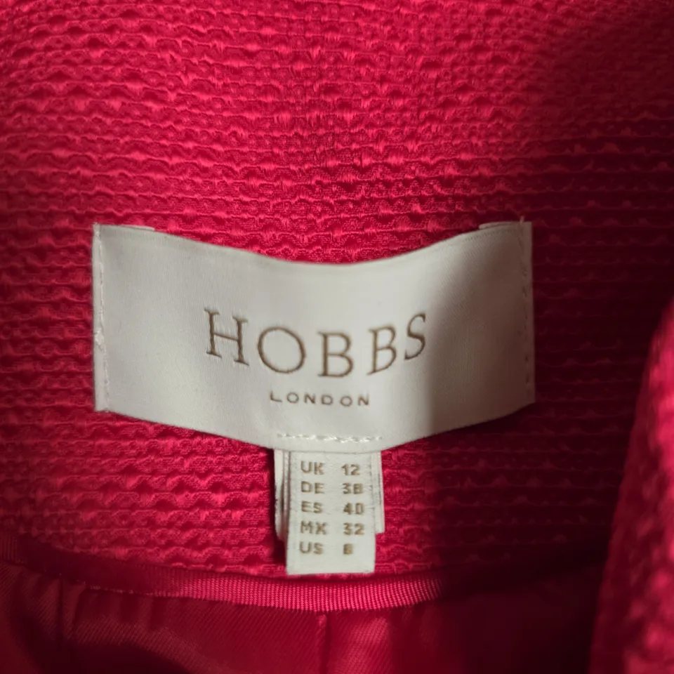 HOBBS LONDON WOMEN’S PINK TEXTURED JACKET – UK 12