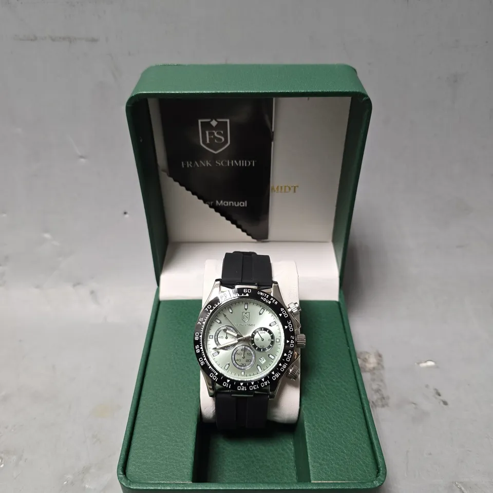 FRANK SCHMIDT WATCH – MULTI FUNCTION SUB DIALS WITH DATE – HQ RUBBER SPORTS STRAP – 3ATM WATER RESISTANT