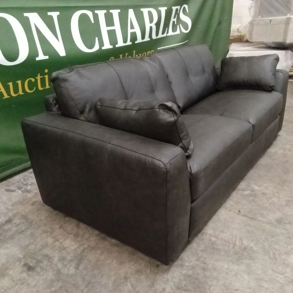 ARDEN ITALIAN LEATHER 3 SEATER SOFA - BLACK RRP £1399