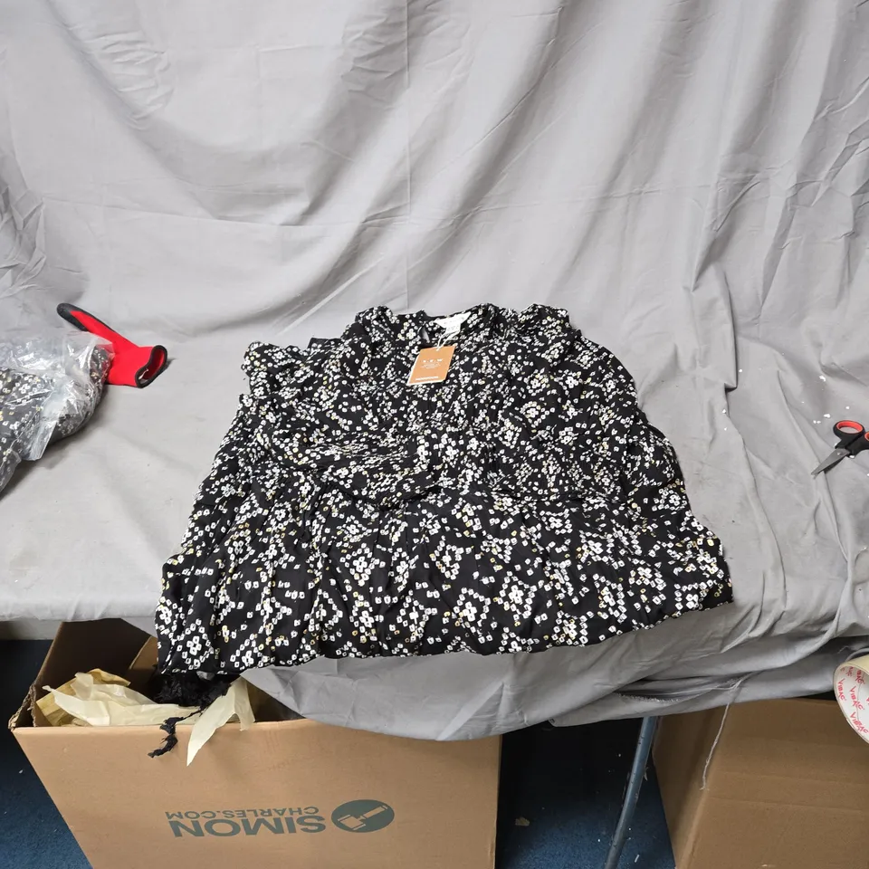 MONSOON WOMEN'S DRESS - BLACK FLORAL PRINT, SEW, UK 10