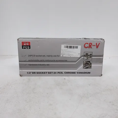 1/2IN DRIVE SOCKET SET, 24 PIECES, CHROME VANADIUM (CR-V)