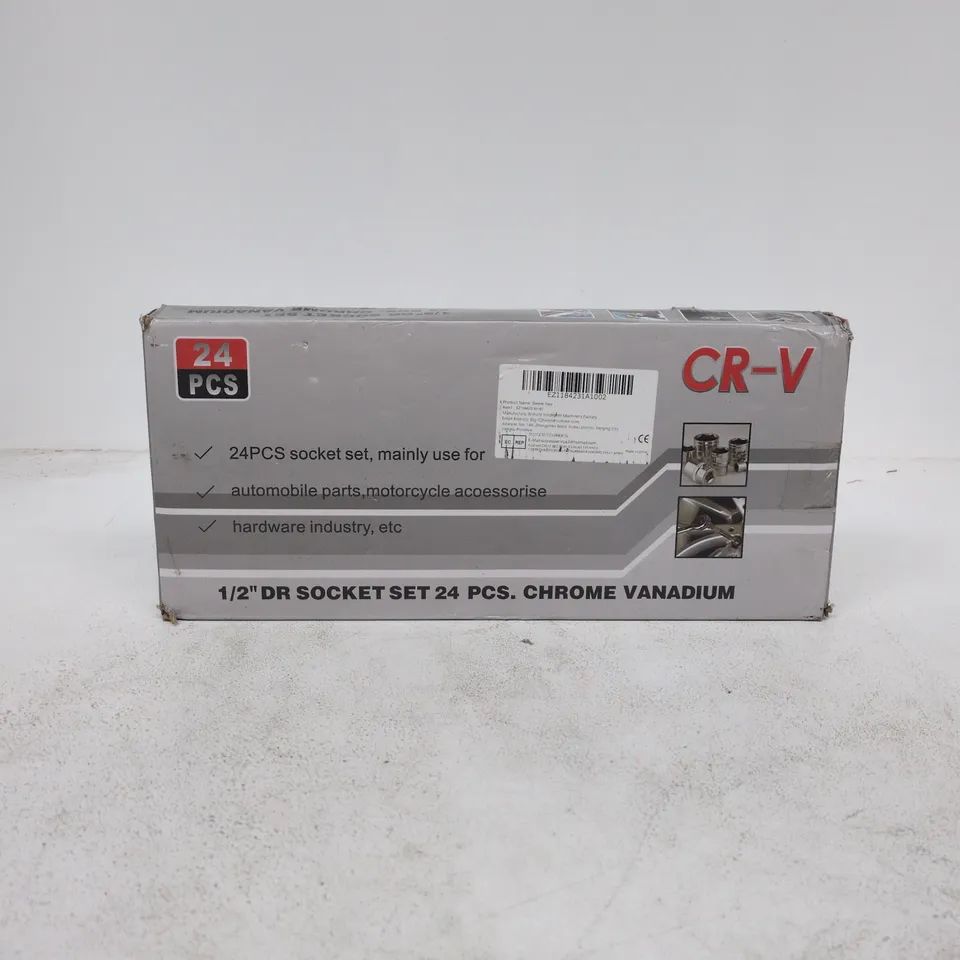 1/2IN DRIVE SOCKET SET, 24 PIECES, CHROME VANADIUM (CR-V)