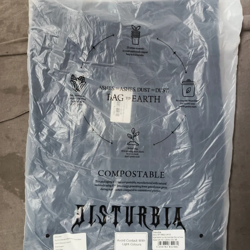 DISTURBIA ENYO BELT DETAIL STRIPE WIDE LEG TROUSERS IN BLACK SIZE UK 10