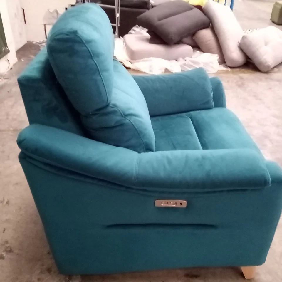DESIGNER G PLAN HURST ELECTRIC RECLINER CHAIR - PLUSH MALLARD FABRIC