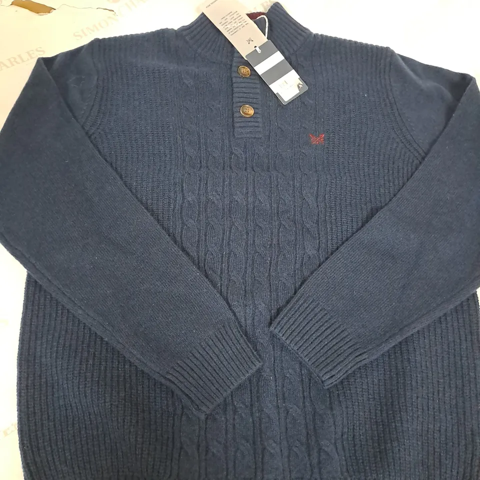 CREW CLOTHING COMPANY BUTTON NECK JUMPER SIZE L