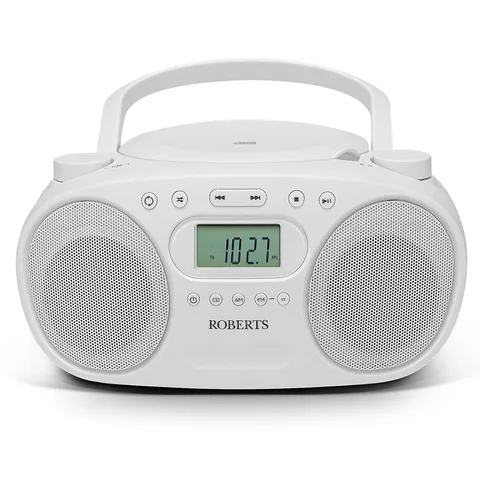 ROBERTS ZOOMBOX FM/AM RADIO WITH CD PLAYER WHITE